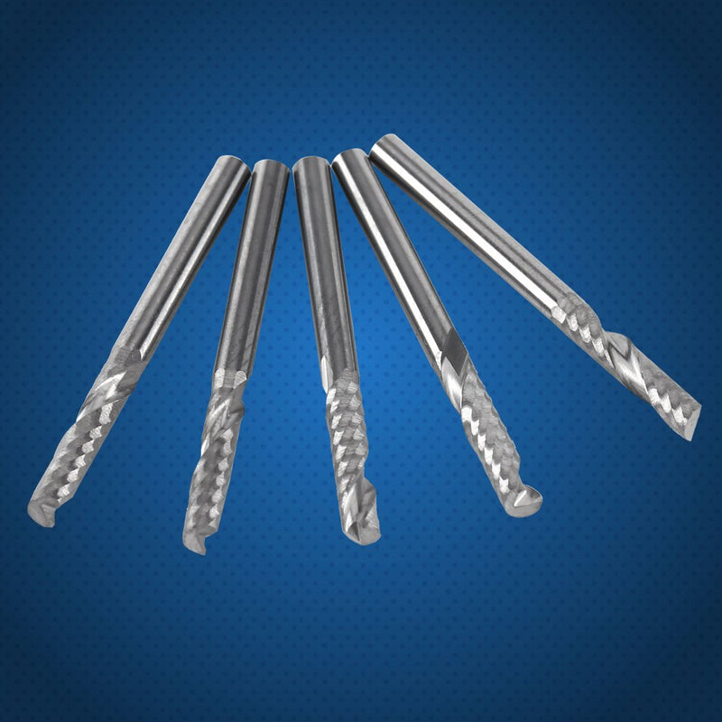 End Mill, 5PCS 1/8 Inch Shank 3.175mm x 12mm Carbide Flat End Mill CNC Milling Cutter Flute for Wood Aluminum Steel Titanium