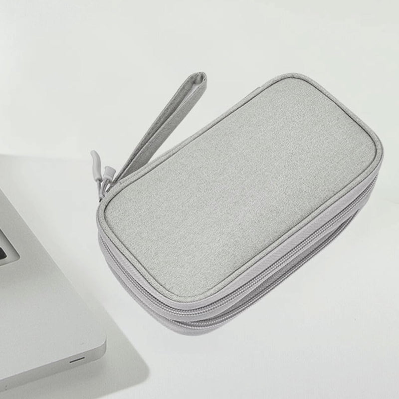 Travel Organizer Pouch Electronic Accessories Carry Case Portable Waterproof Double Layers Storage Bag for Cable, Cord, Charger, Phone, Power Bank, Earphone, Hard Drive (Light Grey, Large) Light Grey