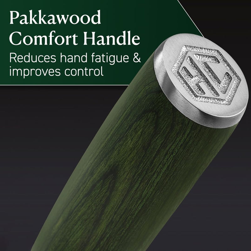 HexClad Honing Rod, 9 -Inch Japanese Damascus Stainless Steel Rod, Pakkawood Handle 9-Inch Honing Rod