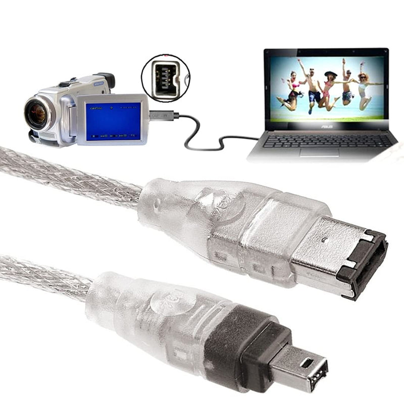 chenyang Firewire 400 IEEE 1394 6Pin to 4 Pin iLink Cable for Camera Camcorder Transparent 6M-4M 1.2M