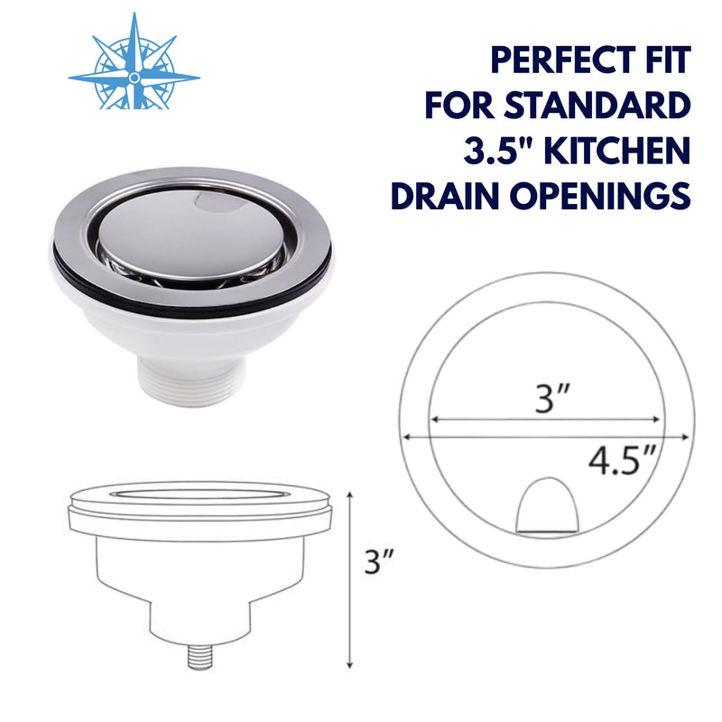 Nantucket Sinks NS35LCC-CH Flip Top Crumb Cup Kitchen Drain, Chrome