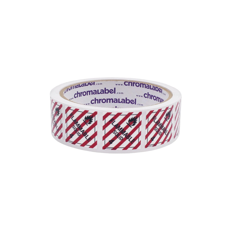 ChromaLabel 1 Inch Permanent Durable Square D.O.T. Hazard Labels, Class 4 Flammable Solid, 250/Roll 1" x 1"