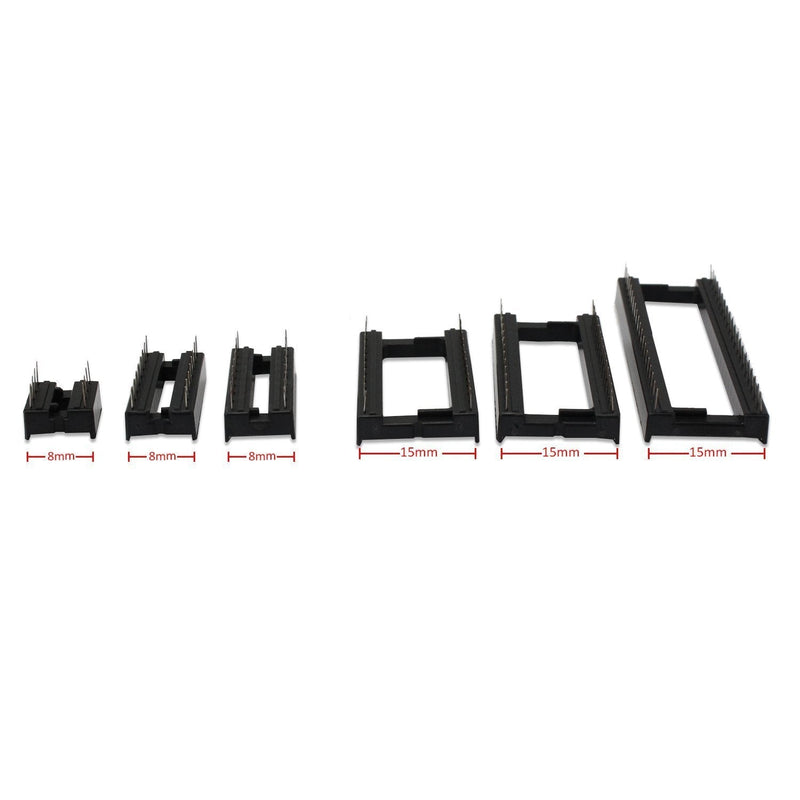 Aussel 100pcs 2.54mm Pitch Dual Row DIP IC Socket Solder Adapter Set 6, 8,14,16,18,24,28,40 Pin