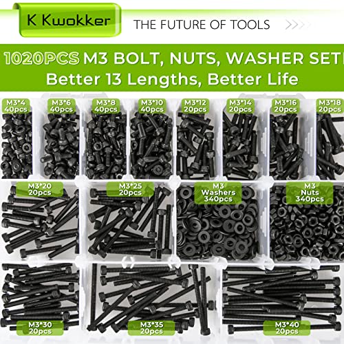 #2-56#4-40#6-32#8-32#10-24 Phillips Pan Head Machine Screw Assortment + M3 Hex Socket Black Screws