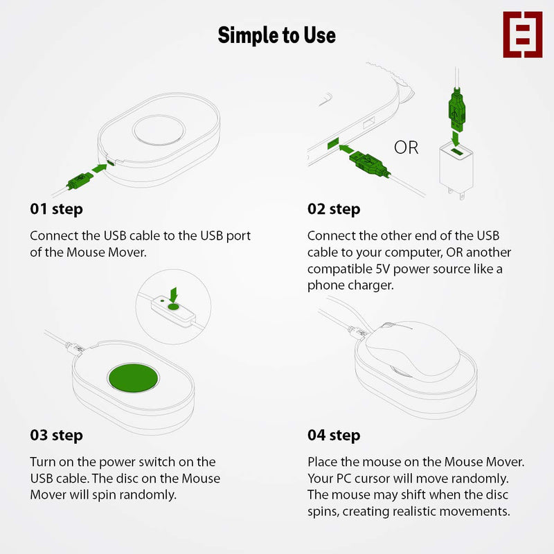 TECH8 USA Mouse Mover, Undetectable Mouse Jiggler for Laptops and PC Computers with Software-Free, Random Automatic Movement, Not for Apple Mouse - Made in Austin with US & Imported Parts, Maze