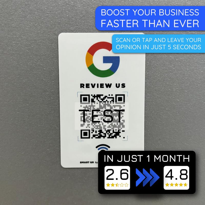 Reusable Review Tap Sticker for Google Reviews - 10-Sticker Pack - QR & Tap NFC Sticker - Review Us on Google Tap Sticker - iPhone & Android - Boost My Reviews Sticker - Set Up at Home | by MESSAGENES 10 Stickers