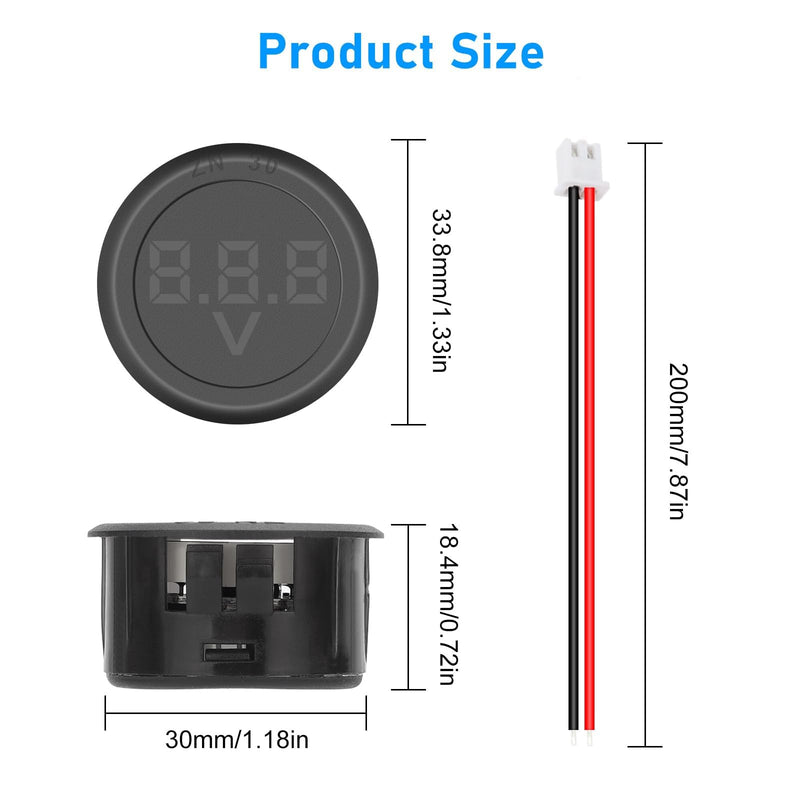 Linkstyle 12V Voltage Gauge, DC 4V-100V Voltmeter Gauge, Digital Voltmeter Voltage Display, Battery Monitor Blue