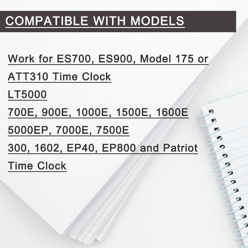 Compatible ES700 Time Clock Ribbon Replacement for Lathem 100E, 900E, 1000E, 1500E, 1600E, 5000EP, 7000E, 7500E, LT5000, VIS6011 and Acroprint ES700, ES900, 39-0121-000 Black (2 Pack) 2 Pack