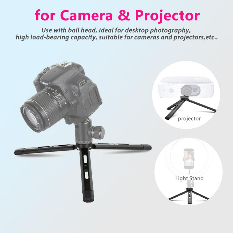 Adjustable Aluminum Mini Tripod, Desktop Tabletop Tripod Stand for DSLR Cameras, Zhiyun Weebill/Smooth/Crane, DJI Ronin S/SC/RSC/RS,Osmo Mobile,Stabilizer Handle Tripod (Standard) Standard