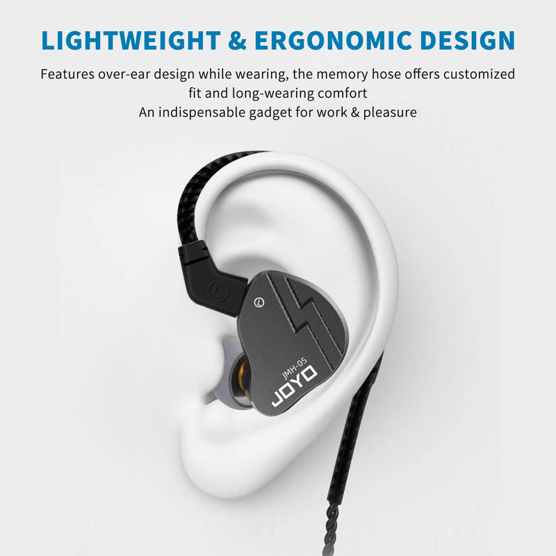 JOYO in Ear Monitor Headphones Wired IEM Earphones Noise Canceling High Resolution with Hybrid Drivers and Two Detachable Cables for Audio Recording Gaming Musicians (JMH-05)