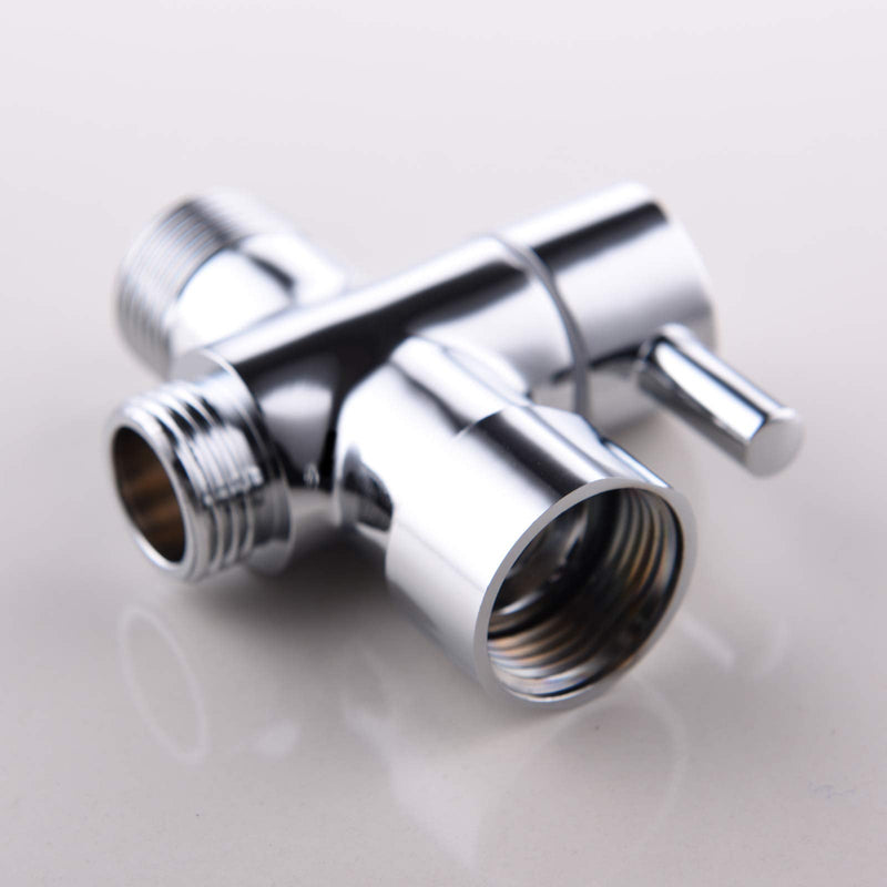 Ciencia Metal T-adapter with Shut-off T Valve, 7/8 or 15/16 and G1/2 3-way Water Tee Connector,for Handheld Toilet Bidet Spray Bathroom,Chrome, DSF006