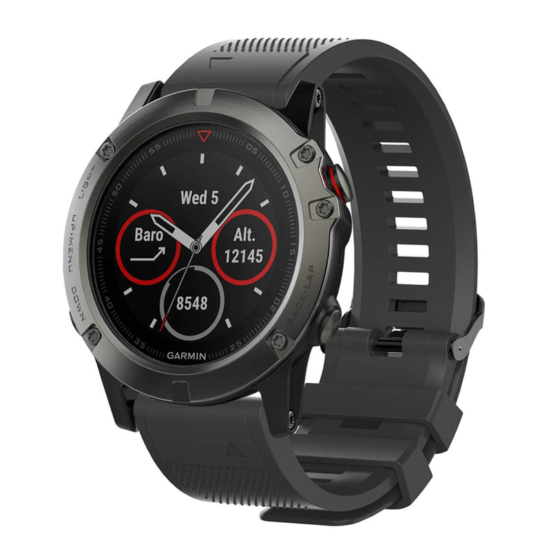 2 Pack Waterproof Band Compatible with Garmin Fenix 5 / Fenix 6 / Fenix 7 Band, QuickFit 22mm Watch Band for Fenix 7 Pro/Fenix 6 Pro/Fenix 5 Plus Watch Bands black/black