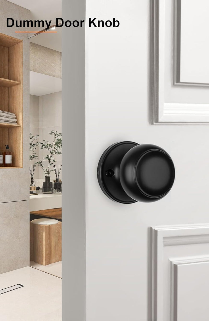 Haidms 3 Pack Black Dummy Door Knobs, Half Matte Black No-Turning Dummy Closet Doors Single-Sided Door Locks (6 Pieces/3 Pairs)