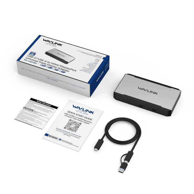 WAVLINK Triple Monitor Adapter for M1/M2/M3/M4 macOS Systems. Type-C&A Hosts, 100W PD in, 3 HDMI 2 DP Available, Triple 4K@60Hz, SMI Driver Required