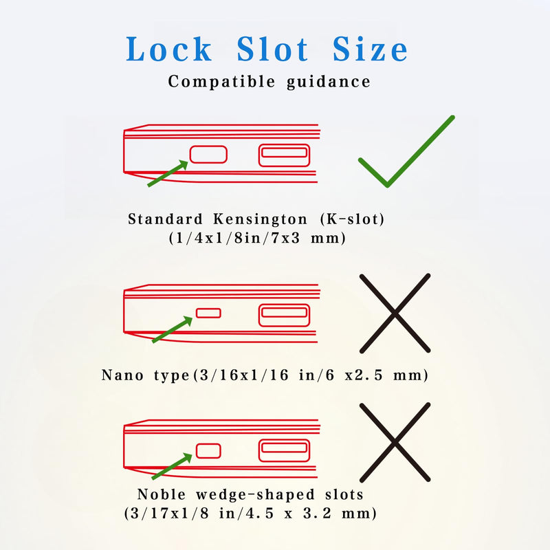 2 Pack Laptop Lock,Hardware Security Cable Lock,Tablet Locking Cable,2 Keys Sturdy Steel with 6.6 Feet Cable,for Samsung Lenovo Android and All Other Notebooks and Tablets ，Black black-key-2 pack