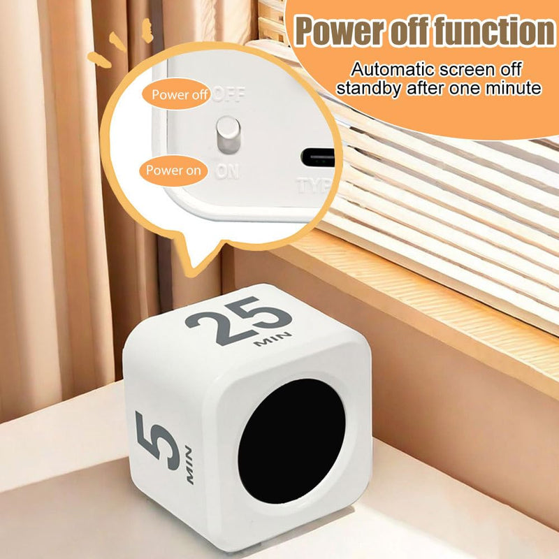 Pomodoro Timer Cube, Desk Productivity Timer with 5/10/25/50 Minutes Preset, Rotating Silent Visual Time Management for Task Work Cooking Kitchen Exercise