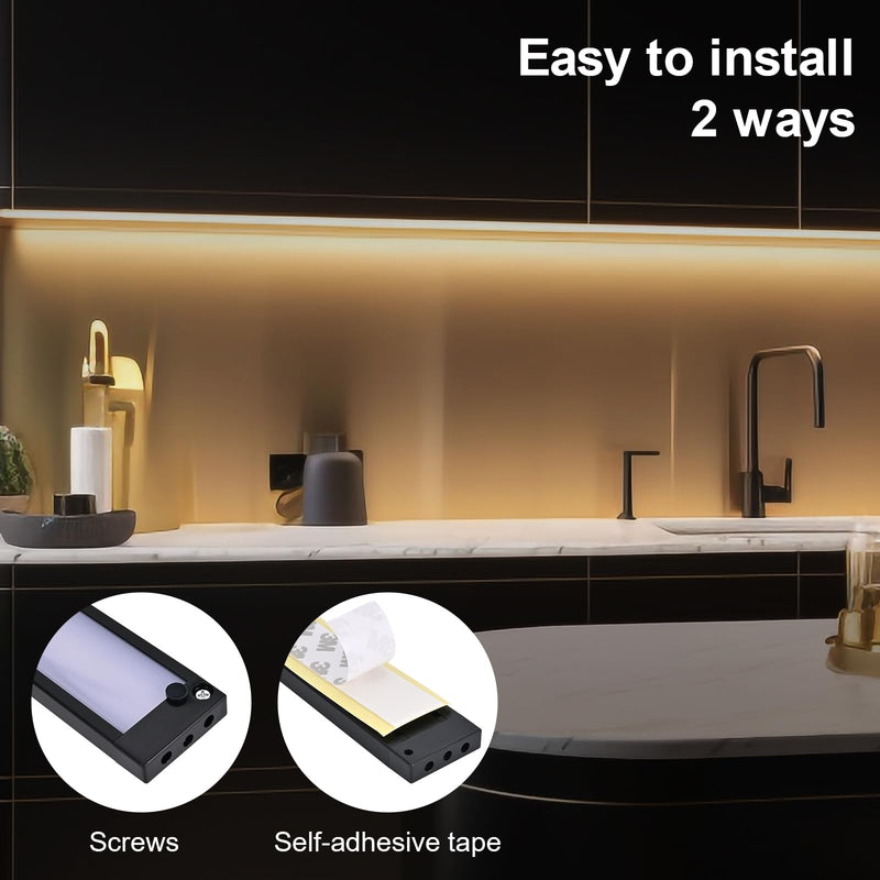 4pack 7inch Dimmable LED Kitchen Light Kit, 2700-6000K Smart Closet Cabinet Lighting Fixture APP Control, Work with Alexa, Google Assistant, for Under Counter, Garage, Pantry (Black) Black