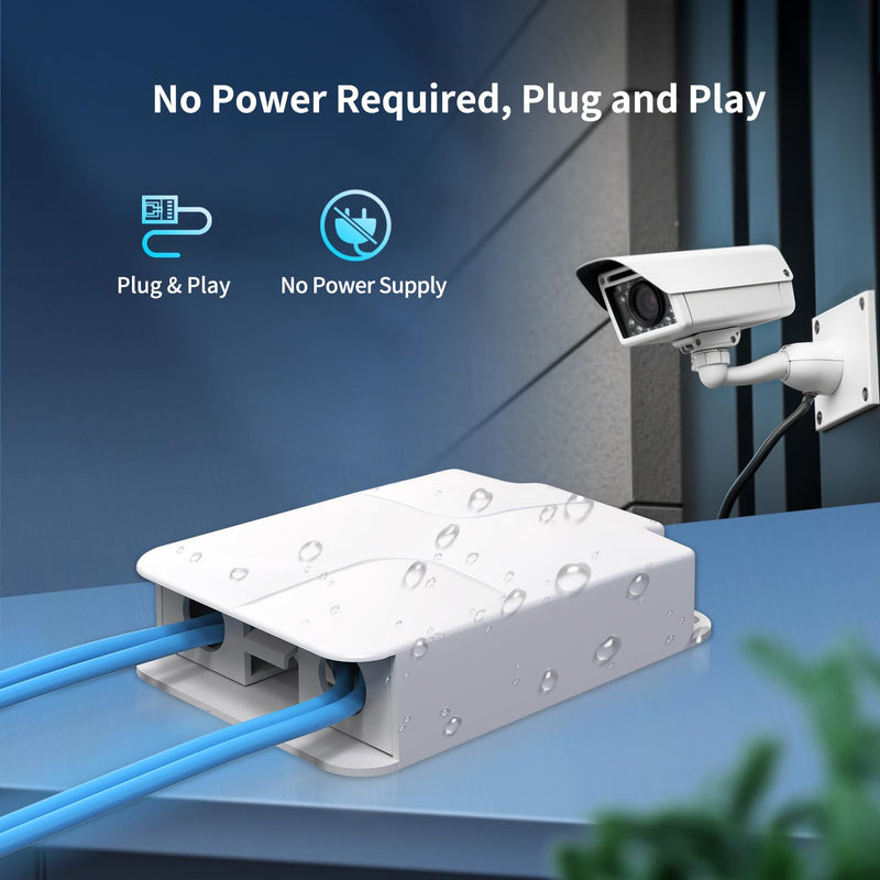 Outdoor Gigabit PoE Extender 1 in 3 Out, NICGIGA 4 Port PoE Repeater Waterproof, Vlan, Extend 100 Meters(328 ft), IEEE 802.3af/at Power Over Ethernet PoE Splitter. 4 Port | 3* 1000Mbps Out PoE(Outdoor)