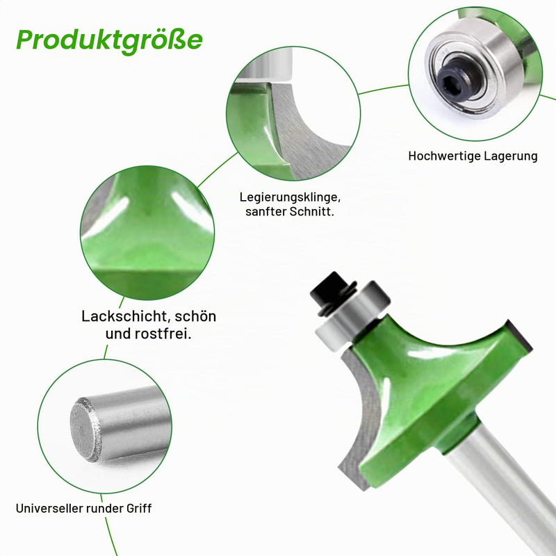 6-Piece Rounding Cutter Set, 8 mm Shank, Carbide with Ball Bearing | For rounded wood edges; carbide burrs with ball bearings for routers and carpentry. 8MM Schaft