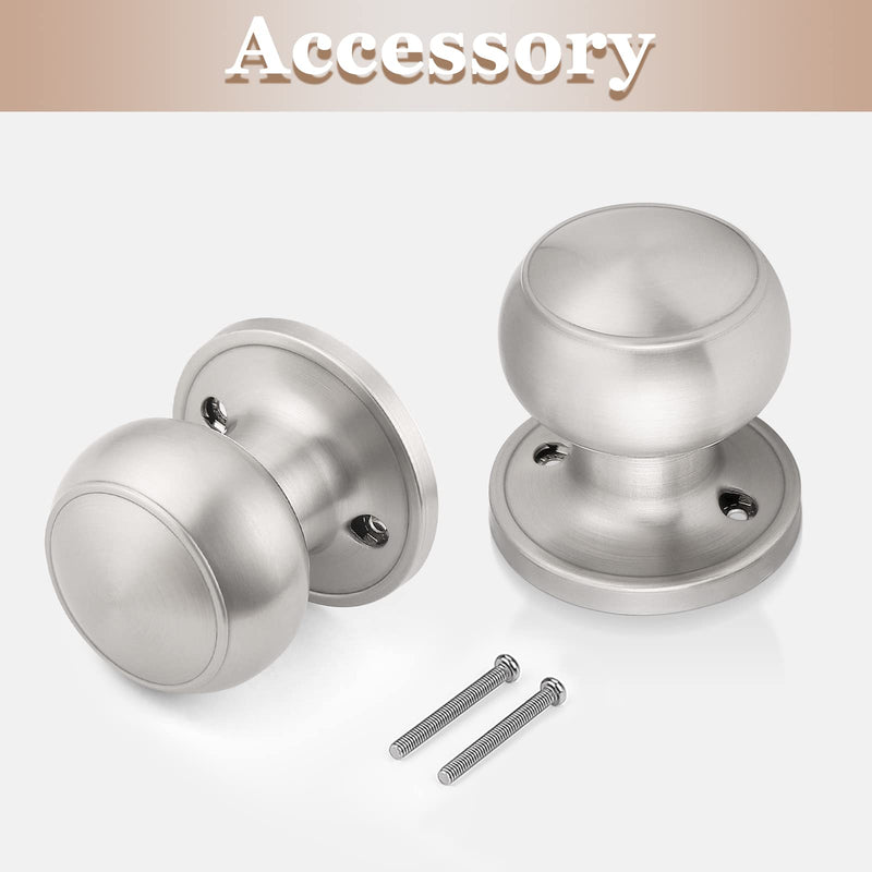 Probrico 6 Pack Classic Closet Door Knobs Dummy Door Knob, Individual Non-Turning Dummy Door Knob Single Side, Satin Nickel Interior Door Knobs, Easy Installation