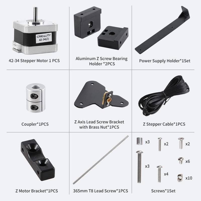 Creality 3D Official Printer Ender 3 Dual Z-axis Upgrade Kit with Lead Screw, Metal Power Supply Holder and Stepper Motor, 3D Printer Ugrades Kit for Ender 3, Ender 3 Pro, Ender 3 V2