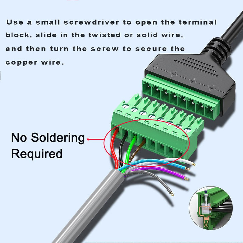 4PCS 1ft RJ45 Female Plug to 8 Pin Screw Terminal Connector,RJ45 8P8C Screw Terminal for Cat6 Cat5 Ethernet Extender AV CCTV UTP DVR Network Adapter Extension Cord(Female) RJ45 Female Connector