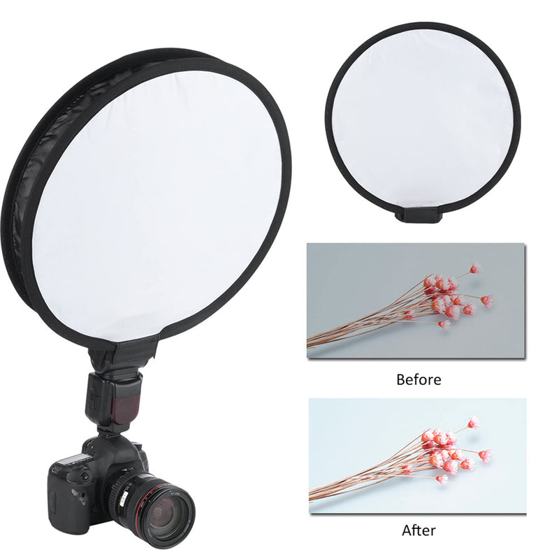 GOWENIC Softbox Diffuser, 40CM Round Shape Camera Flash Light Softbox, White, Nylon, Foldable, Portable, Includes Storage Bag