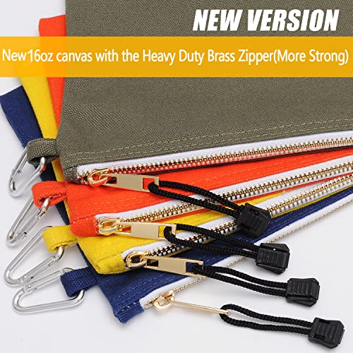 Canvas Tool Bag Zipper Pouch - 10 Pack Heavy Duty Tools Utility Pouches, Multipurpose Storage Organizer Tote Bags with Dependable Metal Zippers, 12.5 x 7-Inch