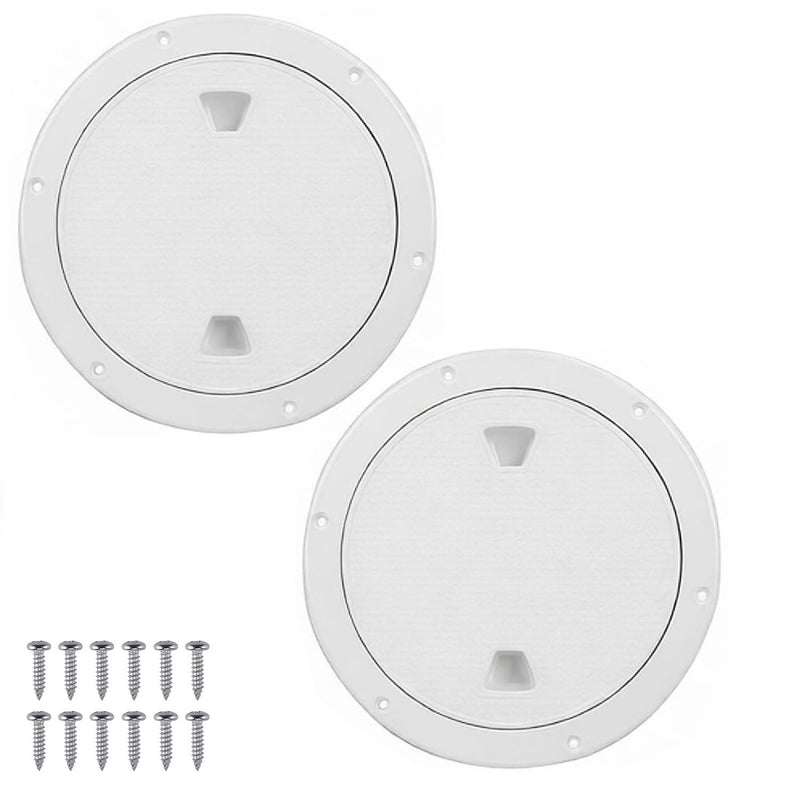 YaeMarine 2-Pack 4" 6" Boat Deck Cover Marine Inspection Hatch Deck Plate Access & Lid Round Non-Slip 6 Inch White