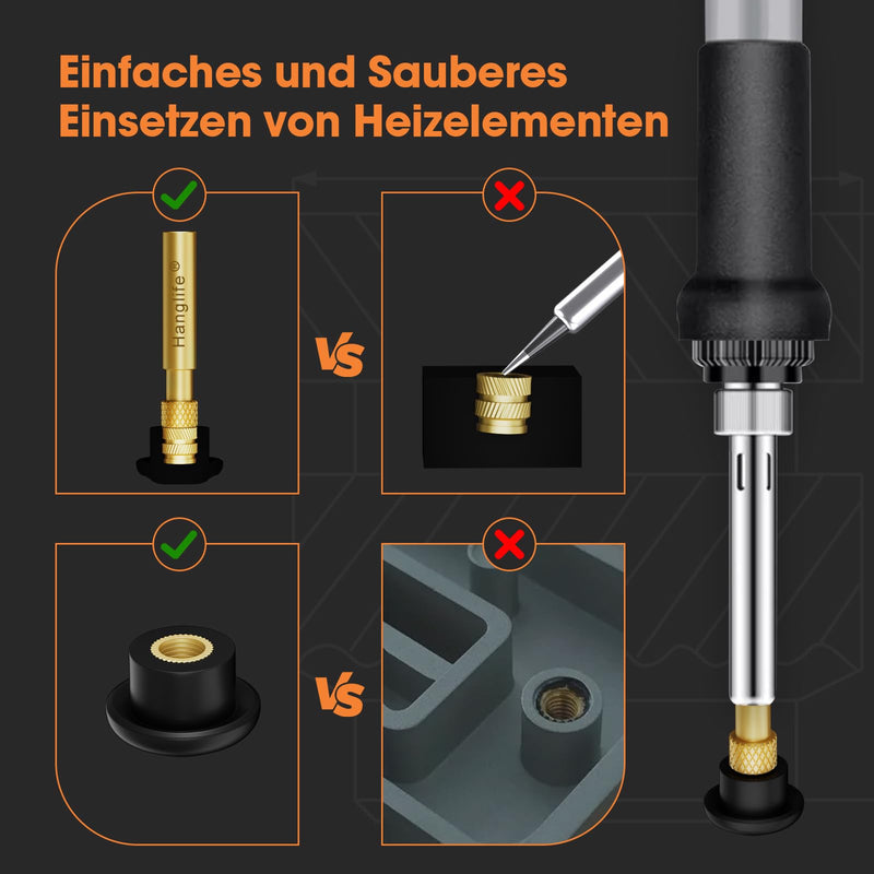HANGLIFE Soldering Tips Melting Aid for Thread Inserts / Melting Nuts M2 M2.5 M3 M4 M5 M6 M8, Soldering Iron Tips Compatible with 900M, T18, Weller ST Series Soldering Tips - 3D Printer Accessories Tip Change - 7 Sizes