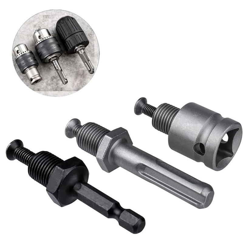 3 Piece 1/2-20UNF Chuck Converter Adapter, 1/2" Square Inner Adapter for Impact Wrench/Wrench/Hammer