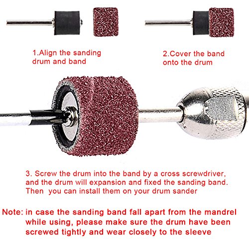 AUSTOR 252 Pieces Sanding Drum Kit with Free Box Including 240 Pieces Drum Sander Nail Sanding Band Sleeves and 12 Pieces Drum Mandrels for Dremel Rotary Tool.