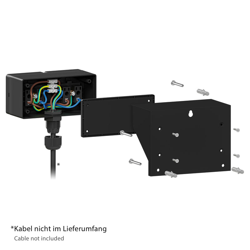 ledscom.de PIWI Outdoor/Wet Room Socket, Surface-Mounted, IP44, Double Schuko, 16A/230V, Stainless Steel, Plastic, Anthracite, Horizontal Anthracite / 2 sockets / 13.5 cm 1 piece (pack of 1)