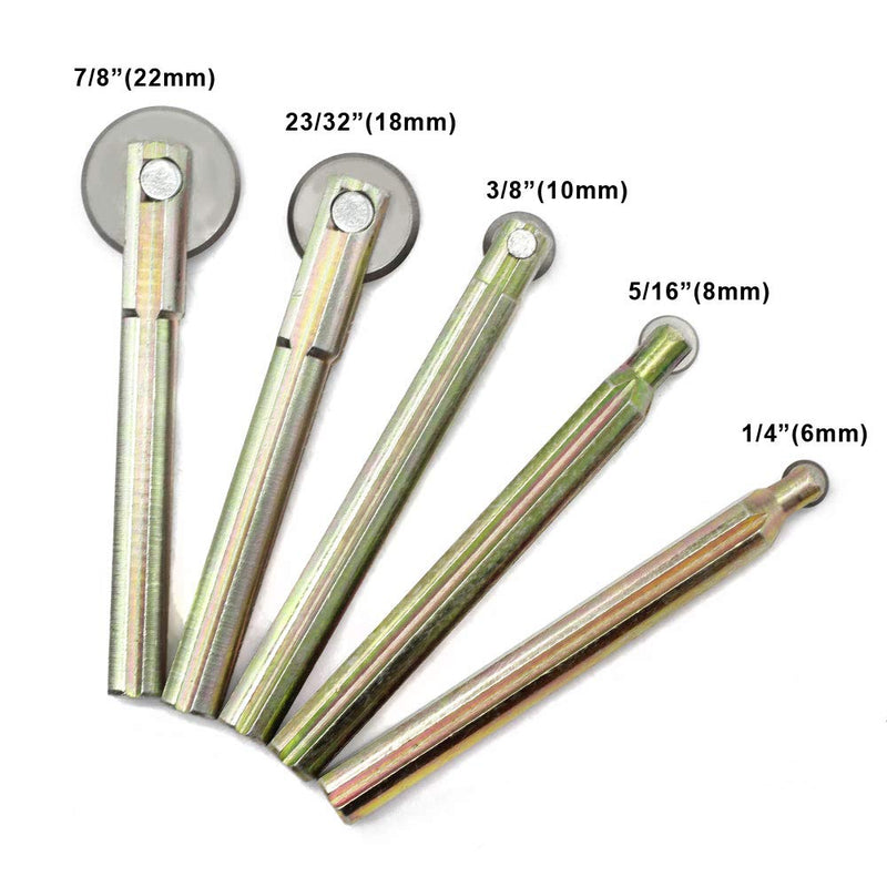 Wheel Kit Set 5pcs TS/TR Tile Cutter Tungsten Carbide Repl Wheel Cutting Diameter 7/8(22mm) 23/32(18mm) 3/8(10mm) 5/16(8mm) 1/4(6mm) Inch Bar length 80mm and 76mm