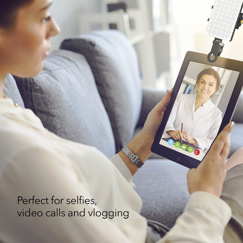 DigiPower #GoViral - The Influencer - Compact 60 LED Video Light (4W) | 10-Level Brightness, 3 Color Temperature Modes (3100K-5500K) | Includes Phone & Camera Adapter, Clip-On Mount & USB Cable…