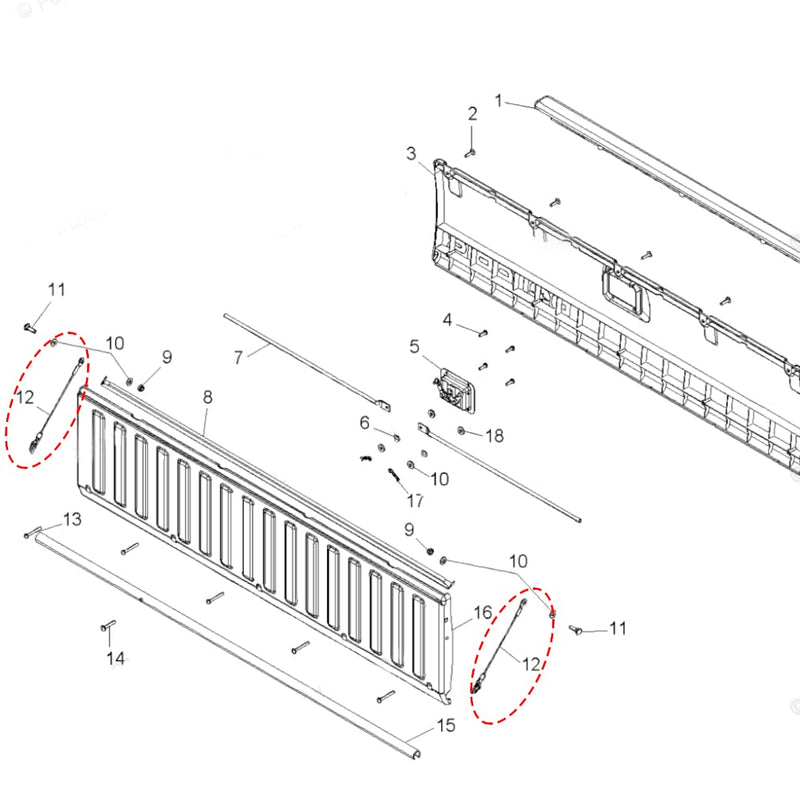 Tailgate Cable Tail Gate Replacement 7081215 7081445 For 2005-2016 Polaris Ranger 500 700 800 900D(2 PACK) 2 Pack