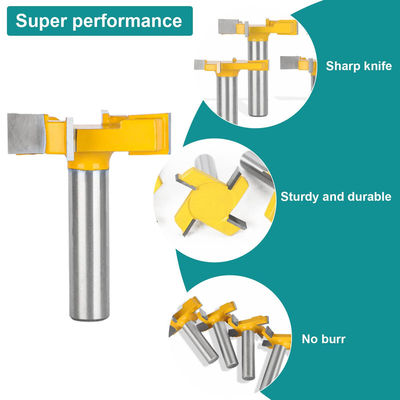 pieces 4 blade T groove milling cutter for router, face milling cutter for router shaft, shaft floor cleaning cleaning milling cutter set, CNC router wood milling cutter, surface end milling cutter for wood, woodworking