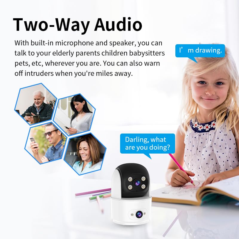 720P Dual-Lens WiFi Indoor Panoramic Camera/Dual-Lens Gun-Dome Linkage/AI Human Detection & Tracking/PTZ Pan/Two-Way Audio/Local TF Card Storage
