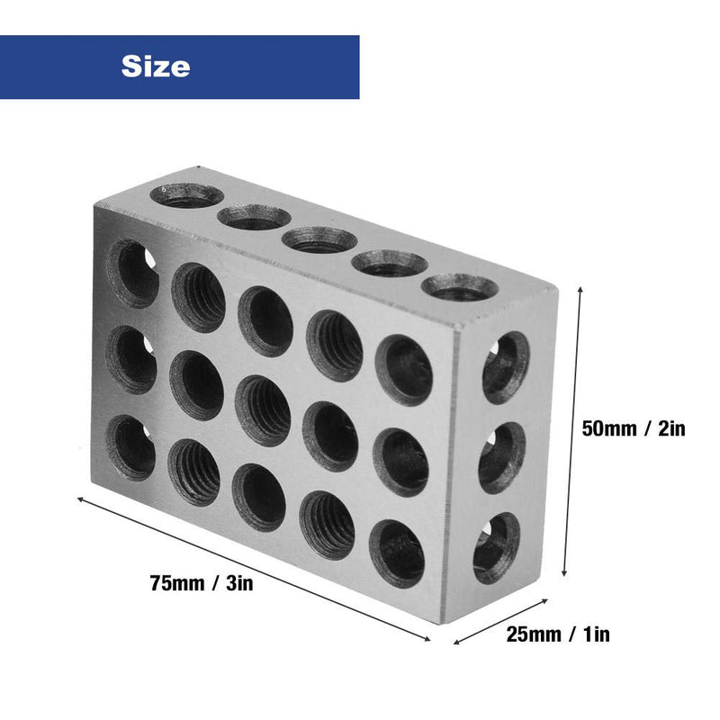 2 Pieces 25 x 50 x 75 mm Precision Blocks, 23 Holes Clamping Blocks Metric, Rotary Tools Precision for Machine Tool Matched Machinist 123 Hardened Milling Tool 1-2-3 Holes
