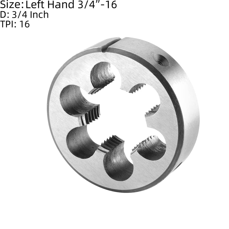 Burkit 3/4"-16 UNF Tap and Die Set Left Hand, 3/4 x 16 UNF Machine Thread Tap and Round Die 3/4"-16 Left Hand