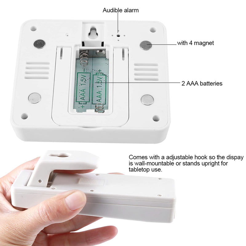 Fridge Thermometer, Digital Freezer Thermometer, with 2 sensors and Acoustic Alarm, Refrigerator Freezer Inside Outside Thermometers, for Kitchen Home Motorhome