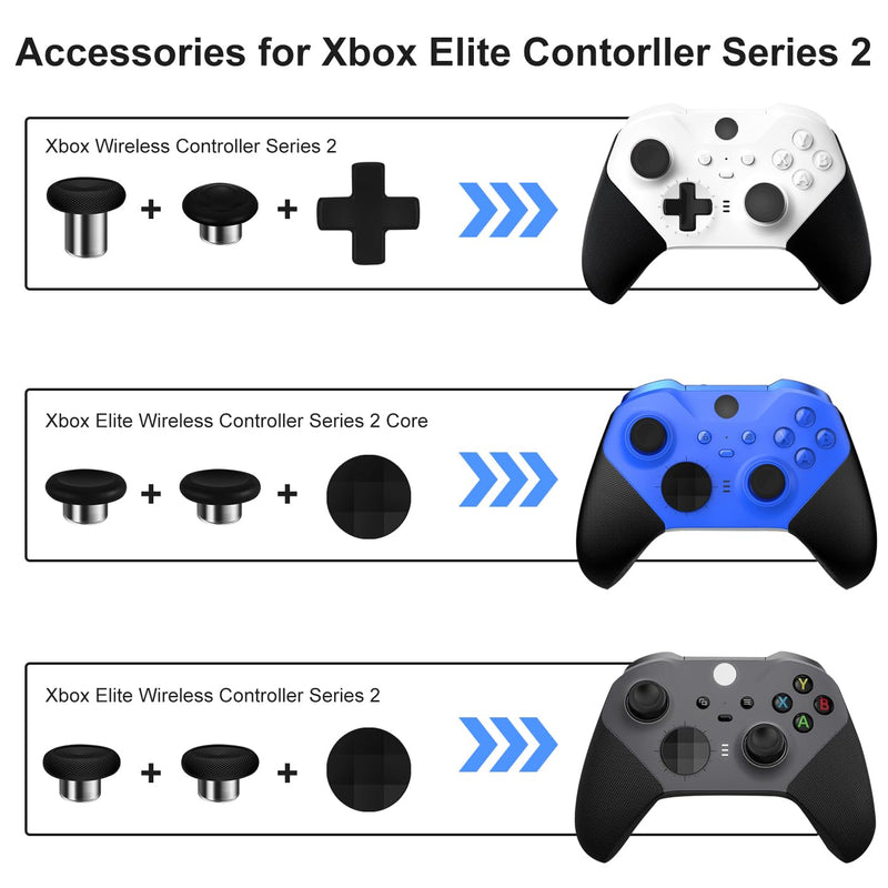 13 in 1 Metal Thumbsticks for Xbox One Elite Series 2 Controller,Accessories for Xbox Elite Controller Series 2,Gaming Accessory Replacement,Metal Mod 6 Swap Joystick,4 Paddles,2 D-Pads,1 Tool,Black