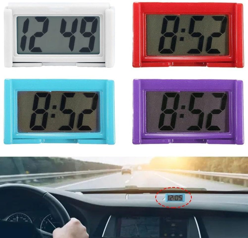 Red Car Dashboard Digital Clock,Vehicle Adhesive Clock with Jumbo LCD Time,Mini Automotive Stick On Watch for Car Truck Dashboard Lighting(ZS381)