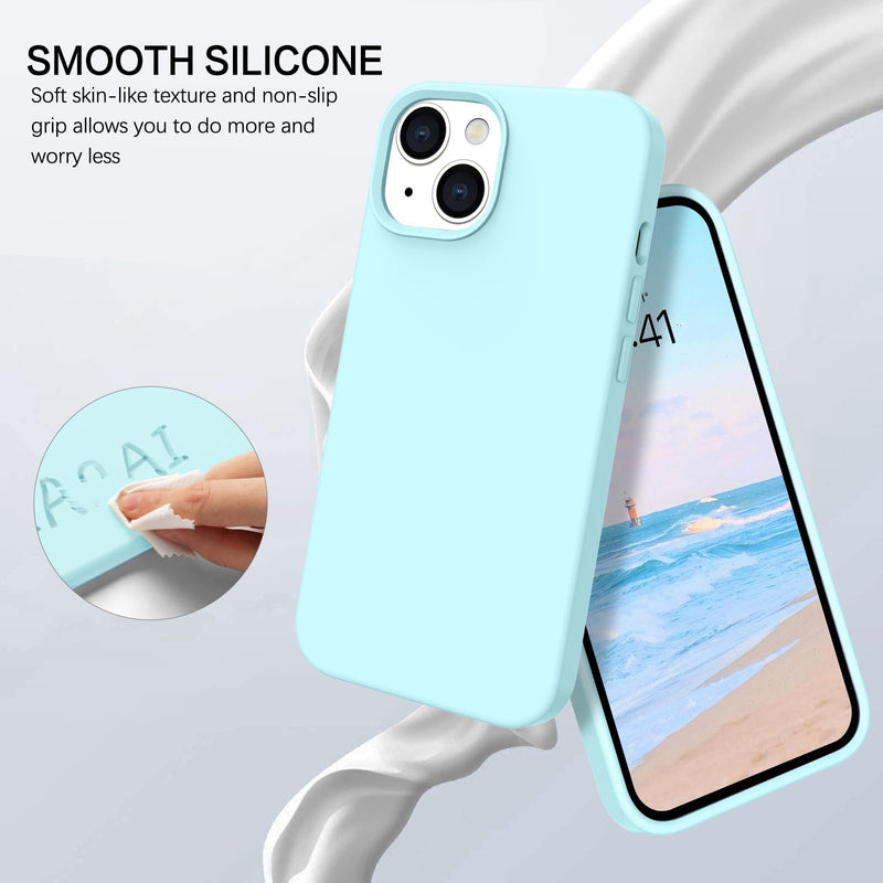 BENTOBEN iPhone 14 Plus Case, iPhone 14 Plus Phone Case, Women Men Slim Liquid Silicone Soft Gel Rubber Anti-Scratch Shockproof Phone Cover with Microfiber Lining for iPhone 14 Plus 6.7", Ice Blue