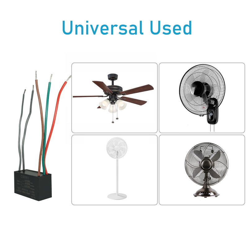 YukiHalu Ceiling Fan Capacitor CBB61 4uF + 4uF + 2.5uF 5 Wire 250V Compatible with New Harbor Breeze Hunter and Others