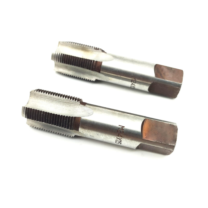 AtticZone M24 x 1.5 Metric Hand Thread Tap, Right Hand, Alloy Tool Steel, 1 Taper Tap, 1 Plug Tap for Metal Working DIY Industrial M24x1.5