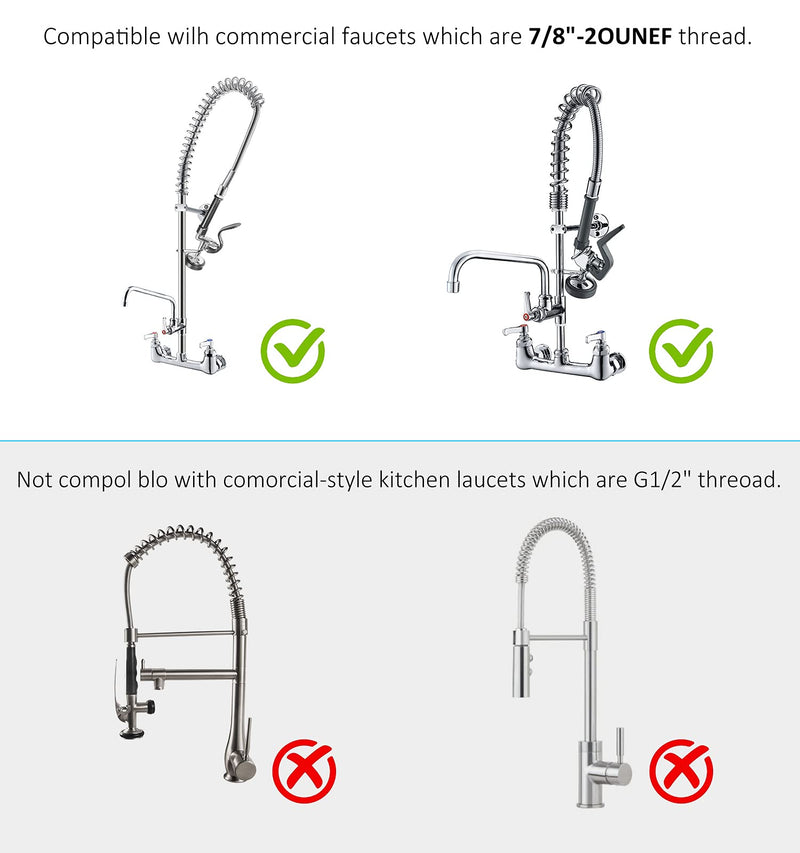 MSTJRY Commercial Sink Sprayer Pre Rinse Spray Valve with Handle Grip Assembly,1.42 GPM High Pressured Dish Sprayer for Replacement Kit of Commercial Faucet, Polished Chrome （Black） Black