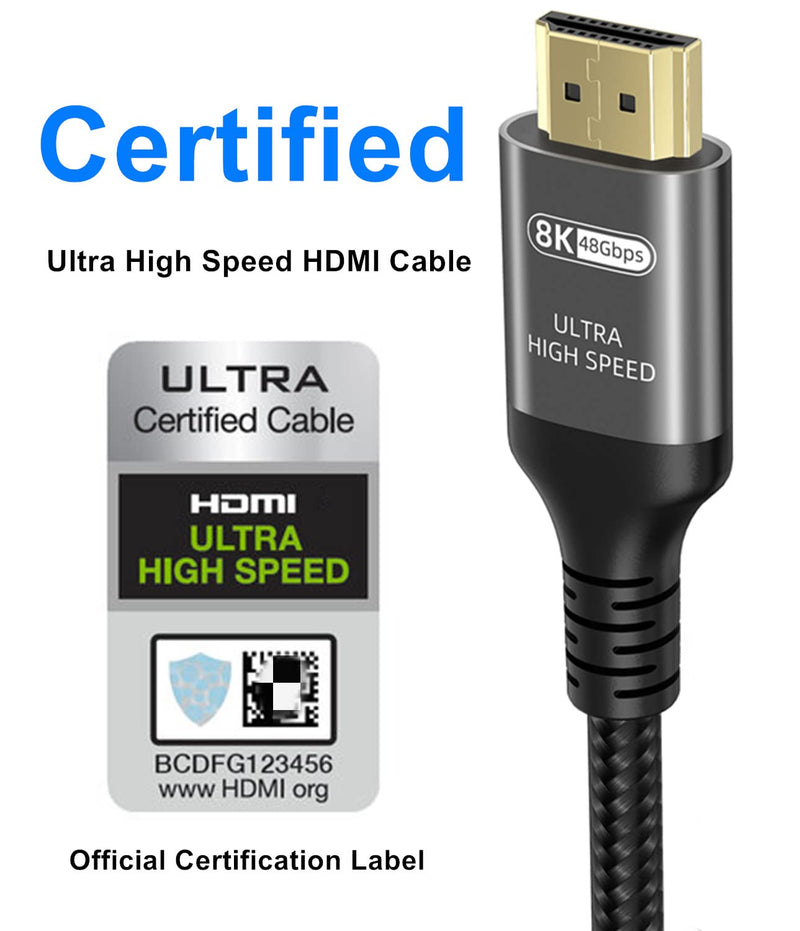Ubluker 10K 8K 4K HDMI 2.1 Cable 48Gbps 2M, Certified Ultra High Speed | 0.01ms CEC Ethernet 240Hz 200Hz 180Hz 165Hz 144Hz 120Hz 60Hz HDR10+ ARC eARC HDCP2.3 Netflix TV PC Monitor Projector PS5 Xbox 2 meters