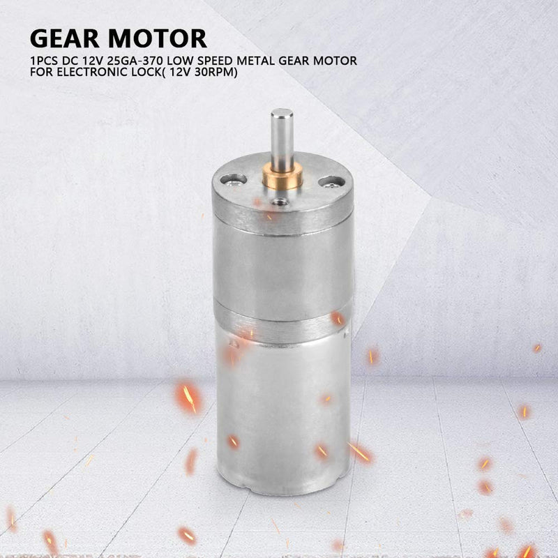 Gear motor, Akozon 1 piece. 25mm DC 12V 25GA-370 Low Speed Metal Gear Motor for Electronic Lock(12V 30RPM)