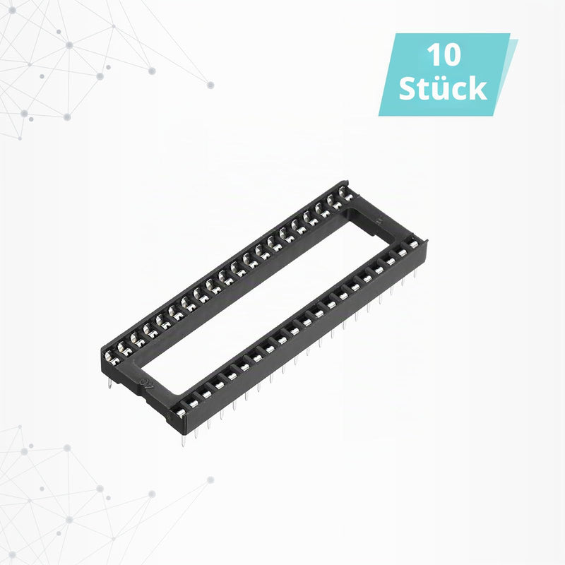 QUARKZMAN DIP IC Socket, 40-Pin Dip IC Sockets 2.54 mm Pitch Black Pack of | Flat Pin Chip Connector Adapter for Breadboard Project, PCB Board Design